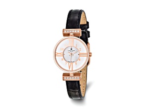 Ladies Charles Hubert Rose IP-Plated Stainless Steel White Dial Watch