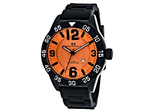 Oceanaut Men's Aqua One Orange Dial, Black Silicone Watch
