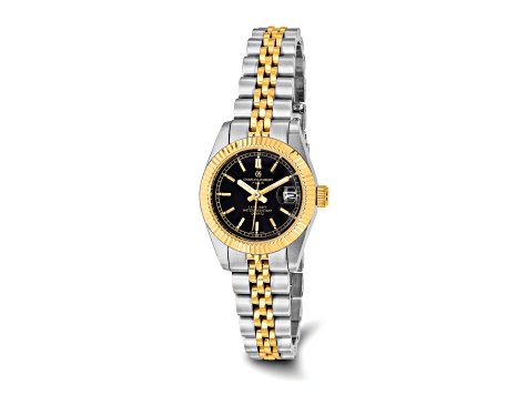Ladies Charles Hubert Two-Tone Stainless Steel Date Watch | Quartz | Gift Boxed Charles Hubert Gold-finish Two-tone Chrome Princess Square  main image 2