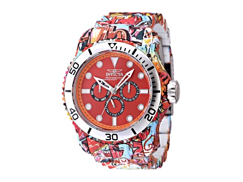 Invicta Pro Diver 48.8mm Red Dial Multi-color Stainless Steel Chronograph Quartz Watch