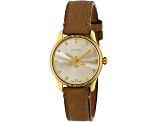 Gucci Women's G-Timeless White Dial, Brown Leather Strap Watch