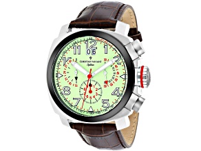 Christian Van Sant Men's Grand Python  (Glow-in-the-dark)White Dial, Brown Leather Strap Watch