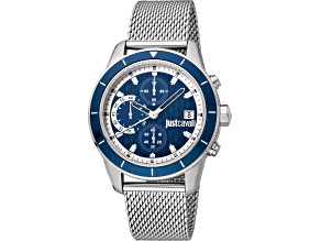 Just Cavalli Men's Maglia Blue Dial Stainless Steel Mesh Band Watch