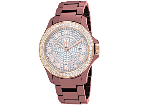 Jivago Women's Ceramic Crystal Dial Maroon Ceramic Watch