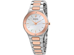 Bulova Women's Classic Mother-Of-Pearl Dial Rose Two-tone Stainless Steel Watch