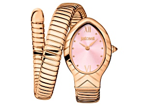 Just Cavalli Women's Snake Pink Dial, Rose Stainless Steel Watch