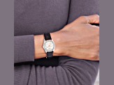 Charles Hubert Ladies Crystal Bezel Black Leather Watch
