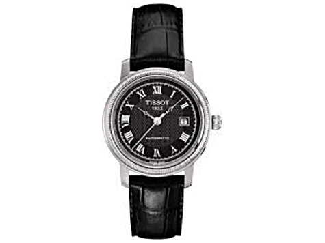 Tissot Women's Bridgeport 28mm Automatic Watch, Black Leather Strap