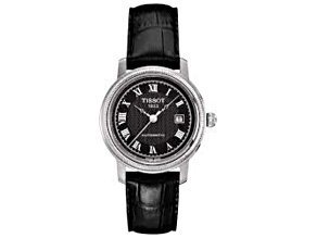 Tissot Women's Bridgeport 28mm Automatic Watch, Black Leather Strap