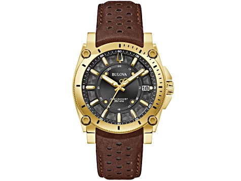 Bulova Men's Icon Brown Leather Strap Watch