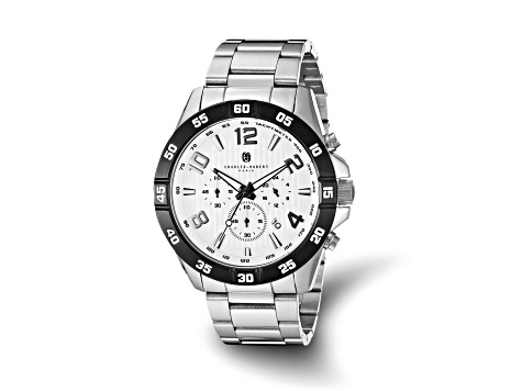 Charles Hubert Men's Stainless Steel White Dial Chronograph Watch