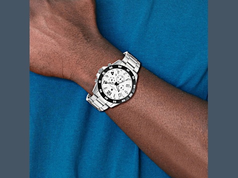 Charles Hubert Men's Stainless Steel White Dial Chronograph Watch
