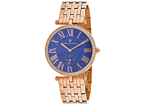 Christian Van Sant Women's Hush Blue Dial, Rose Stainless Steel Watch