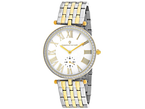 Christian Van Sant Women's Hush White Dial, Two tone Stainless Steel Watch