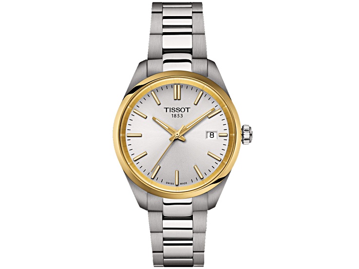 Tissot PR 100 34mm Stainless Steel Bracelet White Dial Yellow