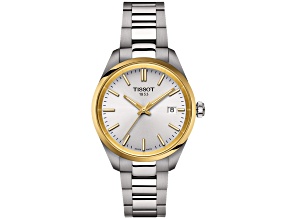 Tissot PR 100 34mm Stainless Steel Bracelet White Dial Yellow Bezel Quartz Watch