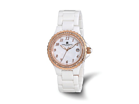 Ladies Charles Hubert White Ceramic 38mm Watch