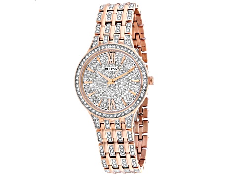 Bulova Women's Phantom White Dial, Rose Stainless Steel Watch