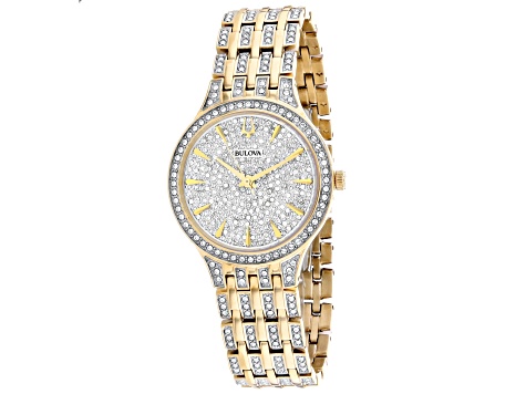 Bulova Women's Phantom White Dial, Yellow Stainless Steel Watch