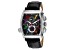 Christian Van Sant Men's Grandeur Black Dial with Multi-color Accents, Black Leather Strap Watch