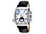 Christian Van Sant Men's Grandeur White Dial with Blue Accents, Black Leather Strap Watch