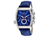 Christian Van Sant Men's Grandeur Navy Dial with Blue Accents, Blue Leather Strap Watch