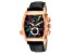 Christian Van Sant Men's Grandeur Black Dial, Multi-color Accents, Rose Bezel, Black Leather Watch