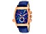 Christian Van Sant Men's Grandeur Blue Dial, Multi-color Accents, Rose Bezel Blue Leather Watch