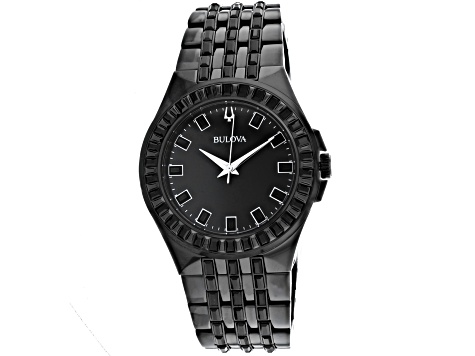 Bulova Men's Phantom Black Dial, Black Stainless Steel Watch
