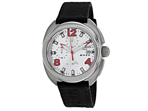 Locman Men's Mare Black Leather Strap Watch