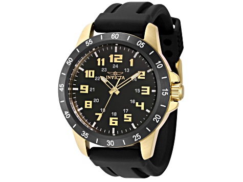 Invicta Pro Diver 45mm Black Dial Yellow Accents Black Silicone Strap Quartz Watch