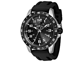 Invicta Pro Diver 45mm Black Dial Gunmetal Accents Black Silicone Strap Quartz Watch