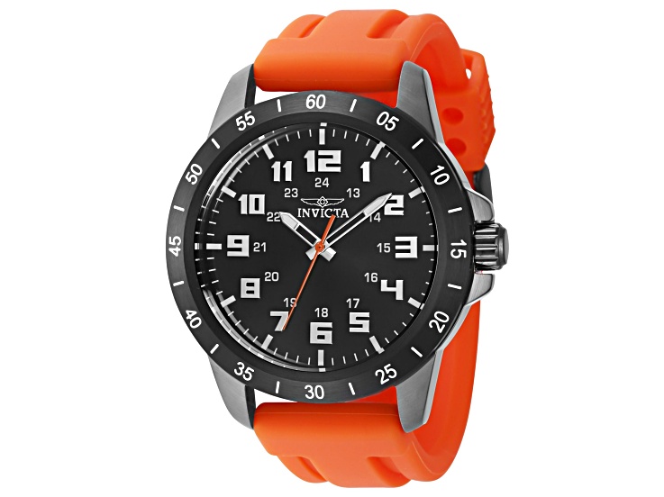 Invicta Men's Pro Diver 45mm Black Dial Orange Silicone Strap Quartz Watch