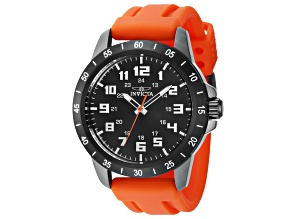 Invicta Men's Pro Diver 45mm Black Dial Orange Silicone Strap Quartz Watch