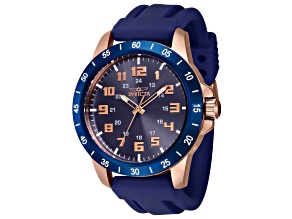 Invicta Men's Pro Diver 45mm Blue Dial Rose Accents Blue Silicone Strap Quartz Watch