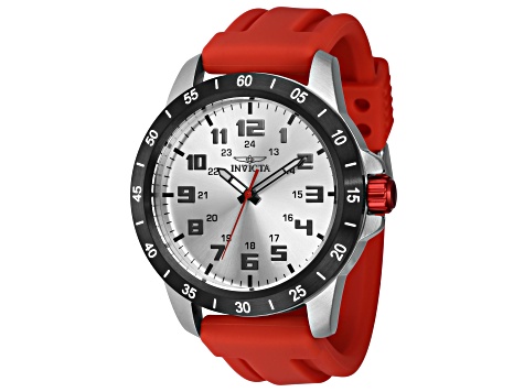 Invicta Men's Pro Diver 45mm White Dial Red Silicone Strap Quartz Watch