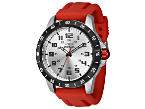 Invicta Men's Pro Diver 45mm White Dial Red Silicone Strap Quartz Watch
