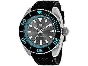 Oceanaut Men's Submersion Gray Dial, Blue Bezel, Black Rubber Strap Watch