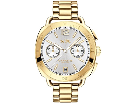 Coach Women's Tatum White Dial, Yellow Stainless Steel Watch