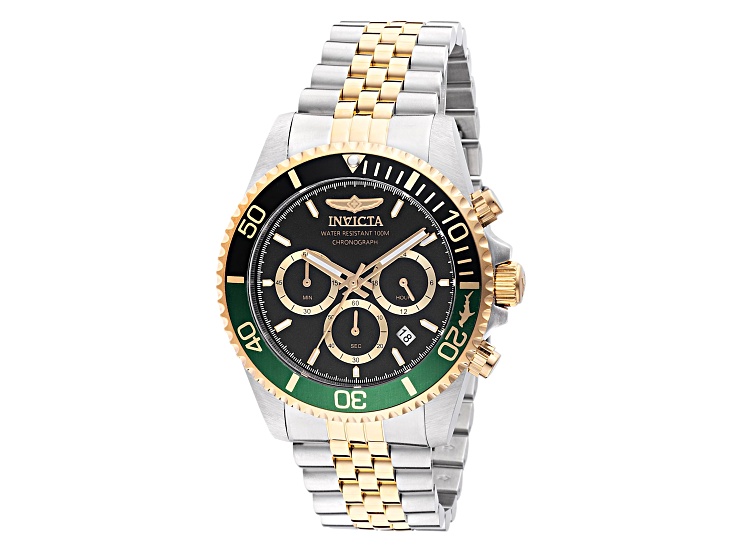 Invicta Pro Diver 43mm Black and Green Bezel Two-tone Stainless