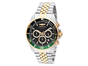 Invicta Pro Diver 43mm Black and Green Bezel Two-tone Stainless Steel Bracelet Quartz Watch