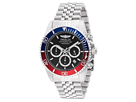 Invicta Pro Diver 43mm Blue and Red Bezel Stainless Steel Bracelet Quartz Watch