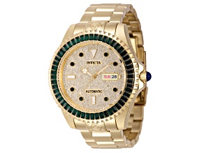 Invicta Pro Diver 47mm Green Bezel Gold Tone Stainless Steel Automatic Watch