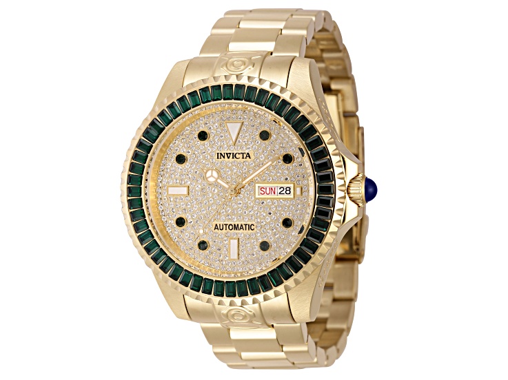 Invicta shops Pro Diver Men's 47mm Pave Crystal Dial Gold Chrono Watch 32933 RARE