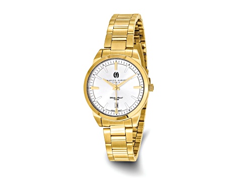 Ladies Charles Hubert Gold Plated Stainless Steel Silver-tone Dial Watch