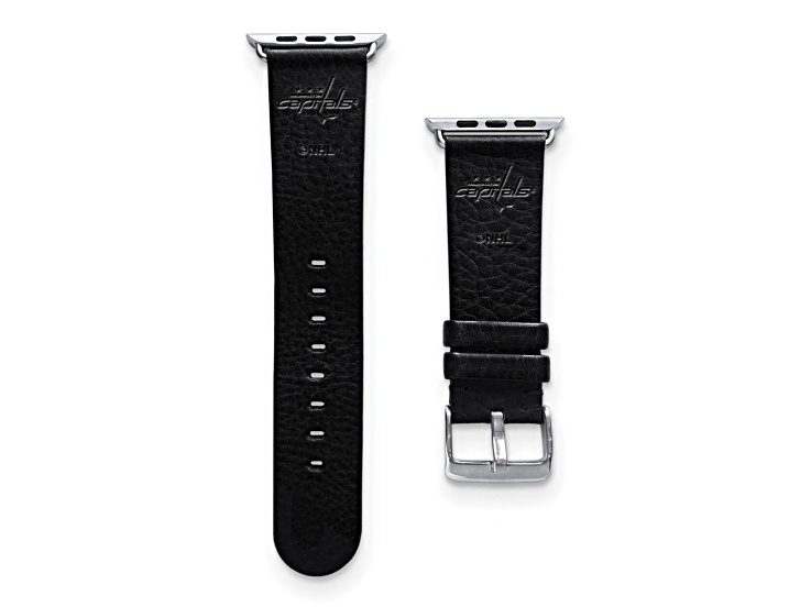 Gametime NHL Washington Capitals Black Leather Apple Watch Band (42/44mm M/L). Watch not included.