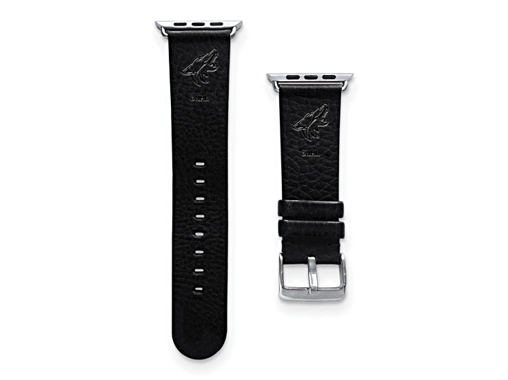 Gametime NHL Arizona Coyotes Black Leather Apple Watch Band (42/44mm M/L). Watch not included.