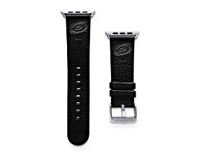 Gametime NHL Carolina Hurricanes Black Leather Apple Watch Band (42/44mm M/L). Watch not included.