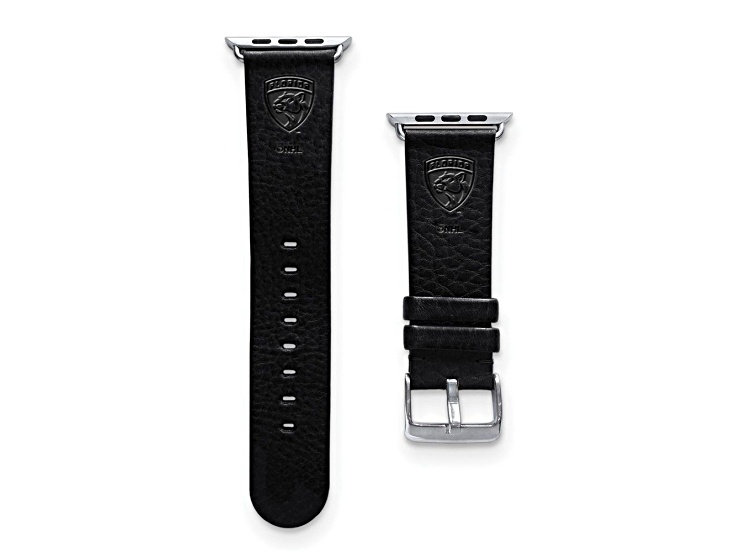 Gametime NHL Florida Panthers Black Leather Apple Watch Band (42/44mm M/L). Watch not included.