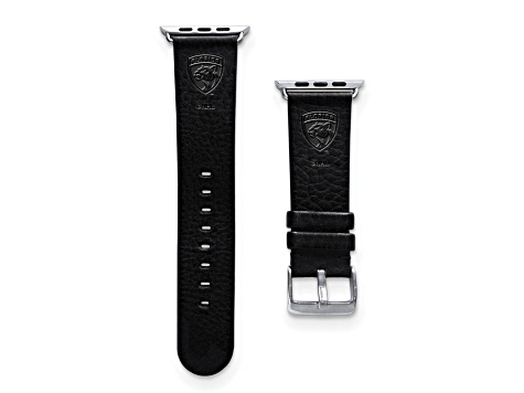 Gametime NHL Florida Panthers Black Leather Apple Watch Band (42/44mm M/L). Watch not included.